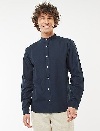 Camisa oxford con cuello mao