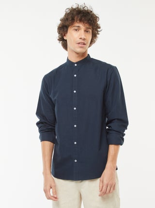 Camisa oxford con cuello mao