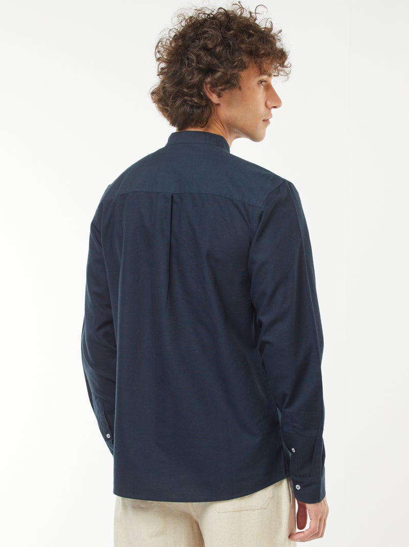 Camisa oxford con cuello mao Azul - Kiabi