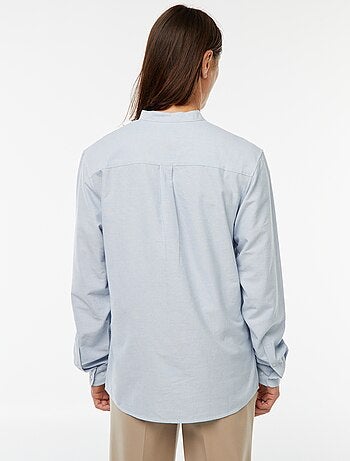 Camisa oxford con cuello mao