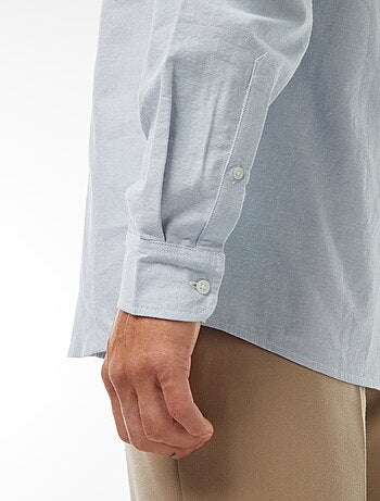 Camisa oxford con cuello mao