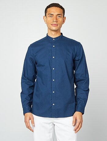 Camisa oxford con cuello mao