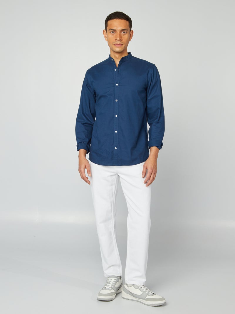 Camisa oxford con cuello mao AZUL - Kiabi