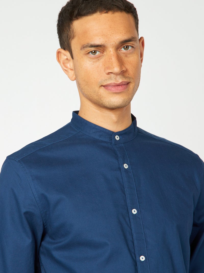 Camisa oxford con cuello mao AZUL - Kiabi