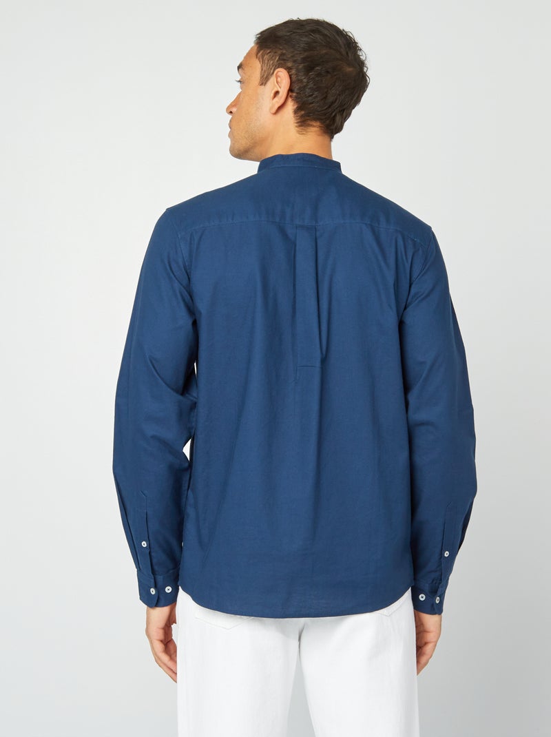 Camisa oxford con cuello mao AZUL - Kiabi