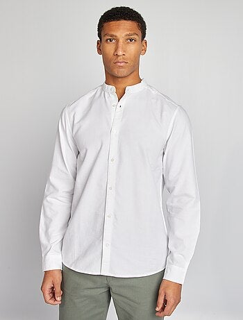 Camisa oxford con cuello mao