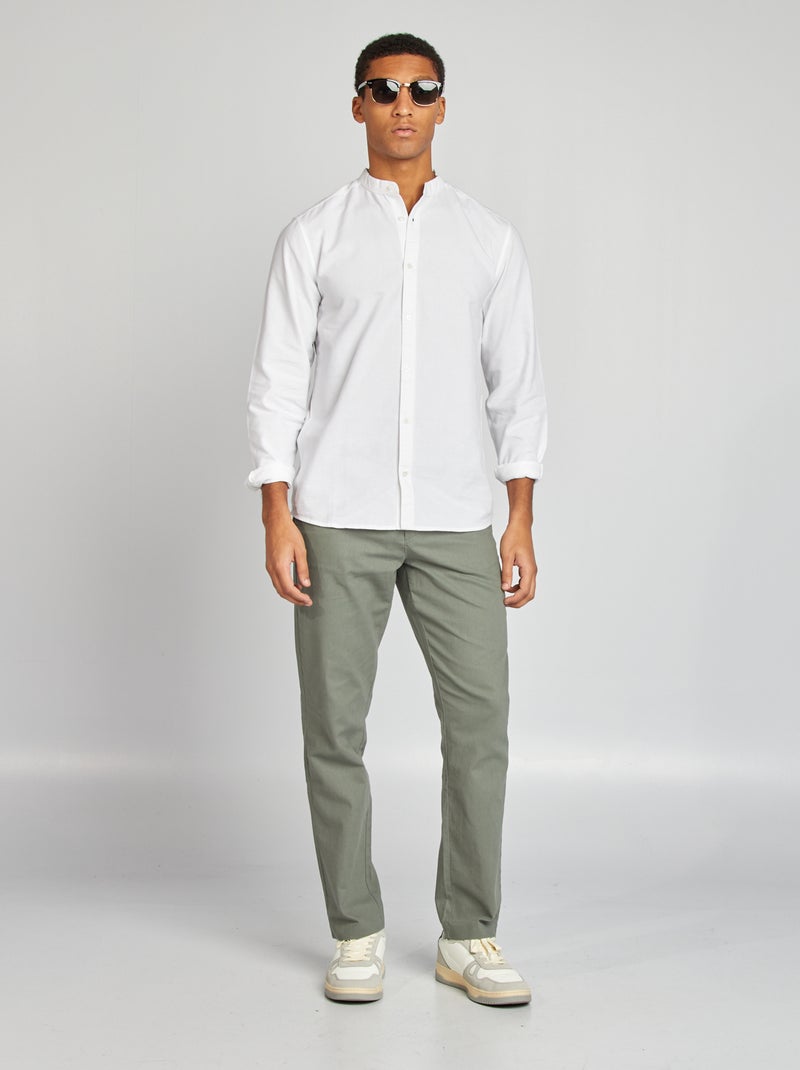 Camisa oxford con cuello mao BLANCO - Kiabi