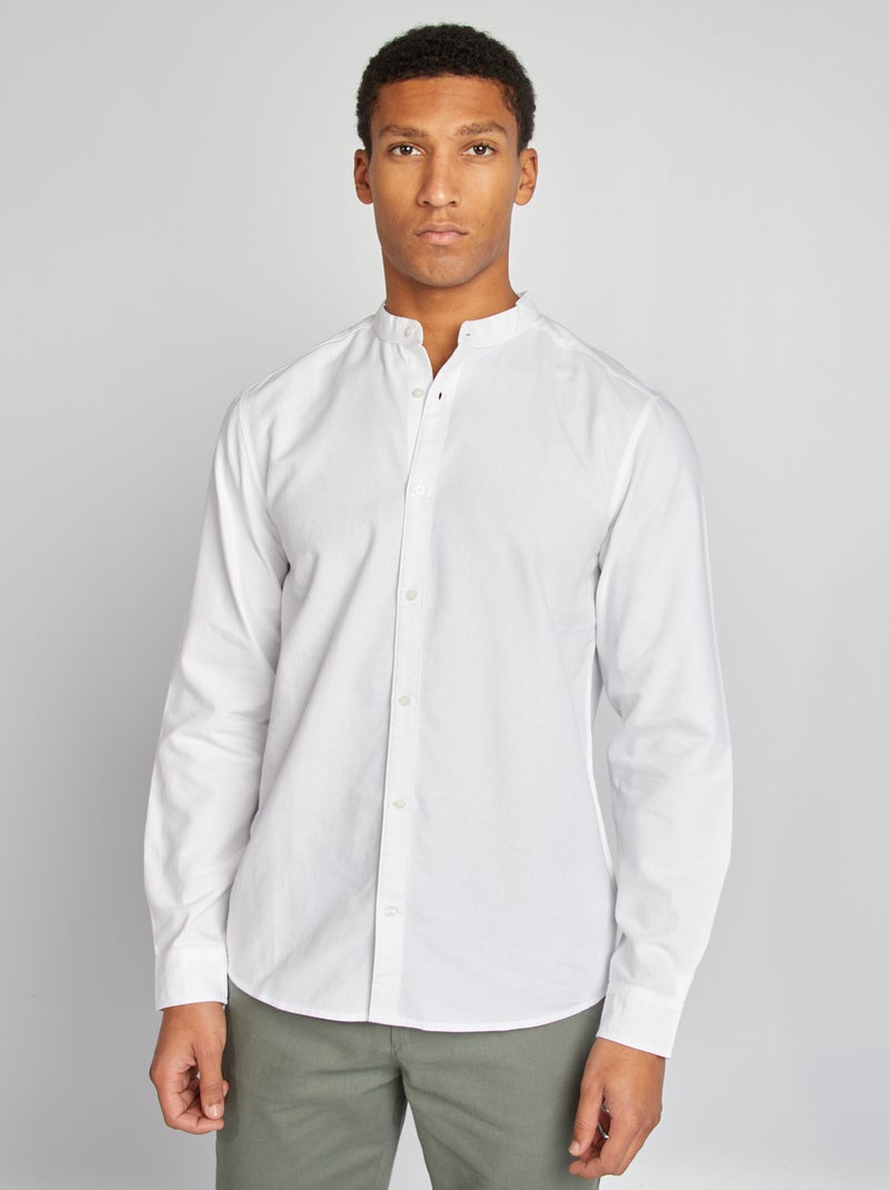 Camisa oxford con cuello mao BLANCO - Kiabi