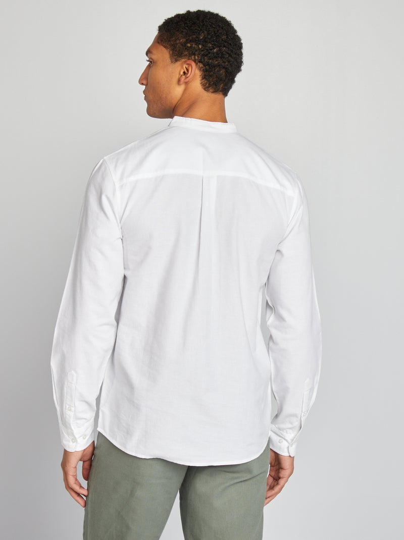 Camisa oxford con cuello mao BLANCO - Kiabi