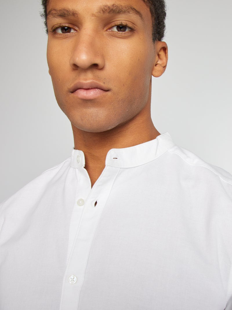 Camisa oxford con cuello mao BLANCO - Kiabi