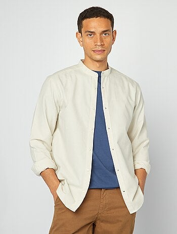 Camisa oxford con cuello mao