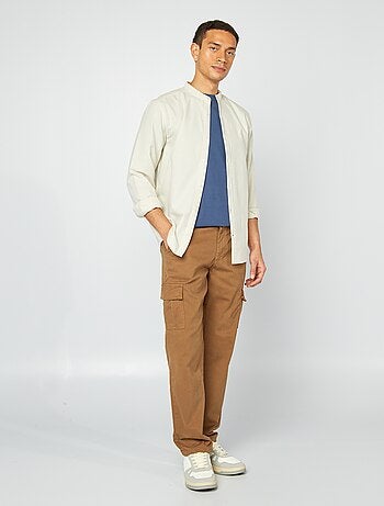 Camisa oxford con cuello mao