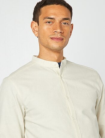 Camisa oxford con cuello mao