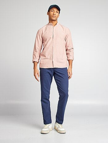 Camisa oxford con cuello mao