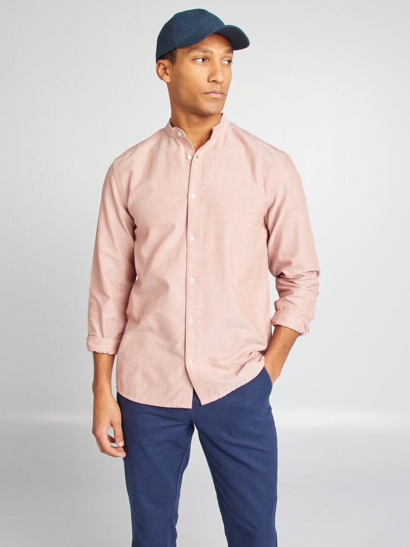 Camisa oxford con cuello mao ROSA - Kiabi