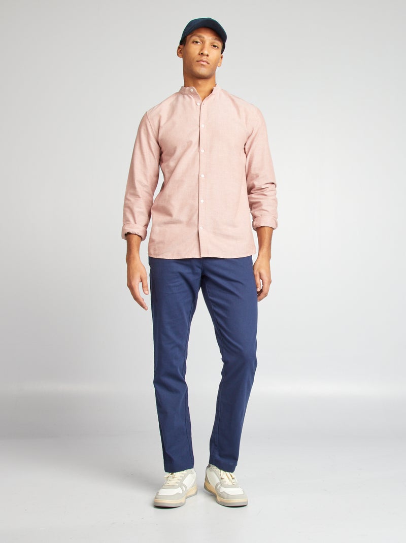 Camisa oxford con cuello mao ROSA - Kiabi