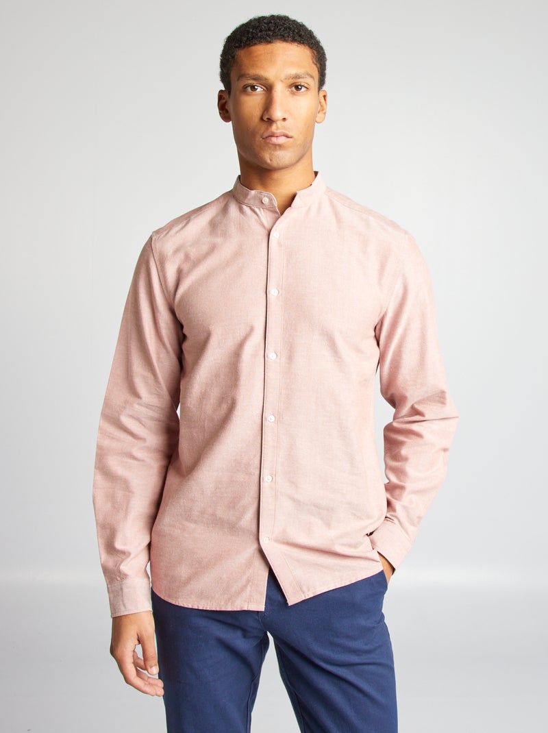 Camisa oxford con cuello mao ROSA - Kiabi
