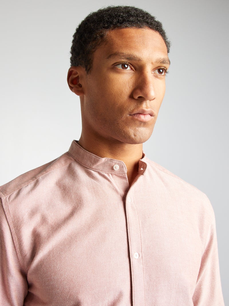 Camisa oxford con cuello mao ROSA - Kiabi