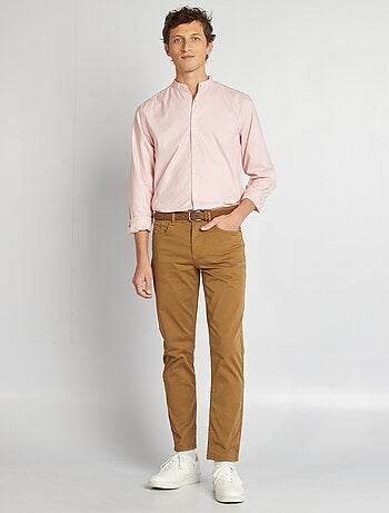 Camisa oxford con cuello mao