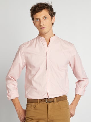 Camisa oxford con cuello mao