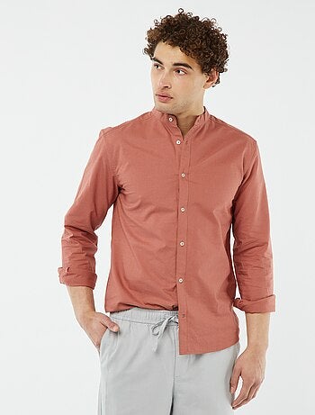 Camisa oxford con cuello mao