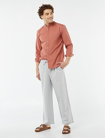 Camisa oxford con cuello mao