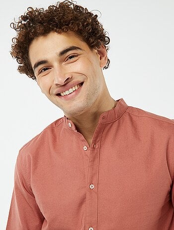Camisa oxford con cuello mao