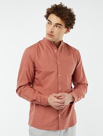 Camisa oxford con cuello mao