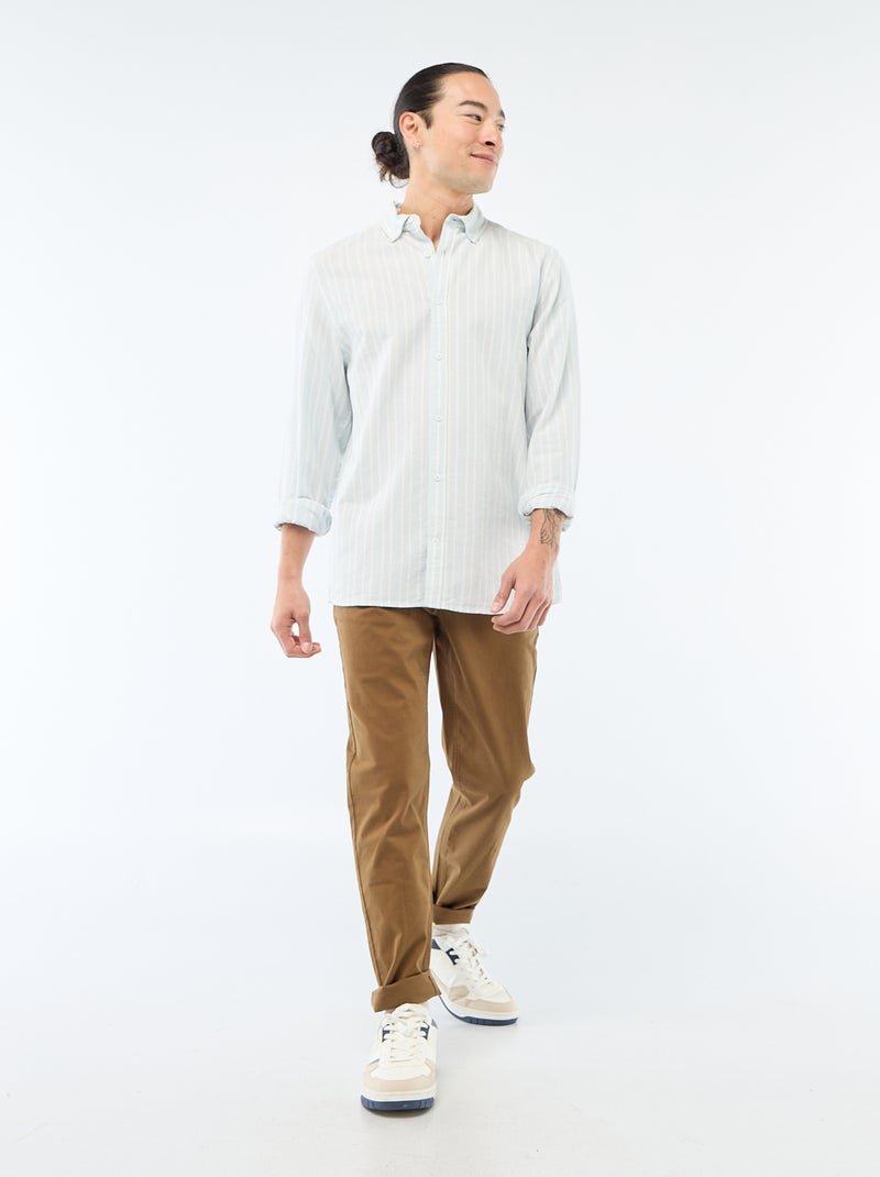 Camisa Oxford con motivo de rayas Azul - Kiabi
