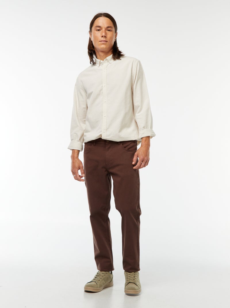 Camisa Oxford con motivo de rayas Beige - Kiabi