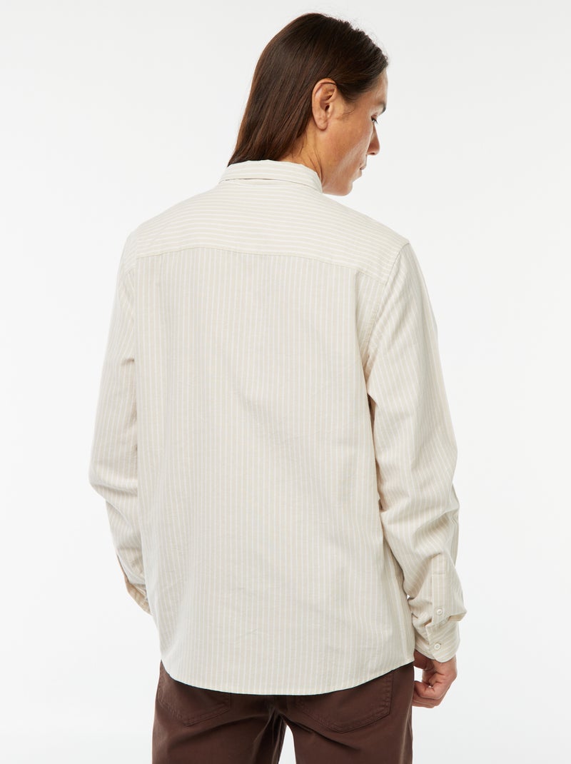 Camisa Oxford con motivo de rayas Beige - Kiabi