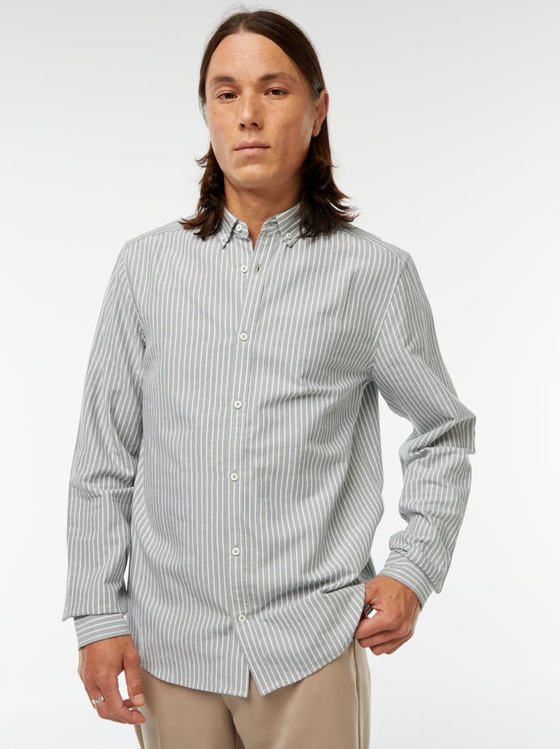 Camisa Oxford con motivo de rayas Verde Hombre Kiabi
