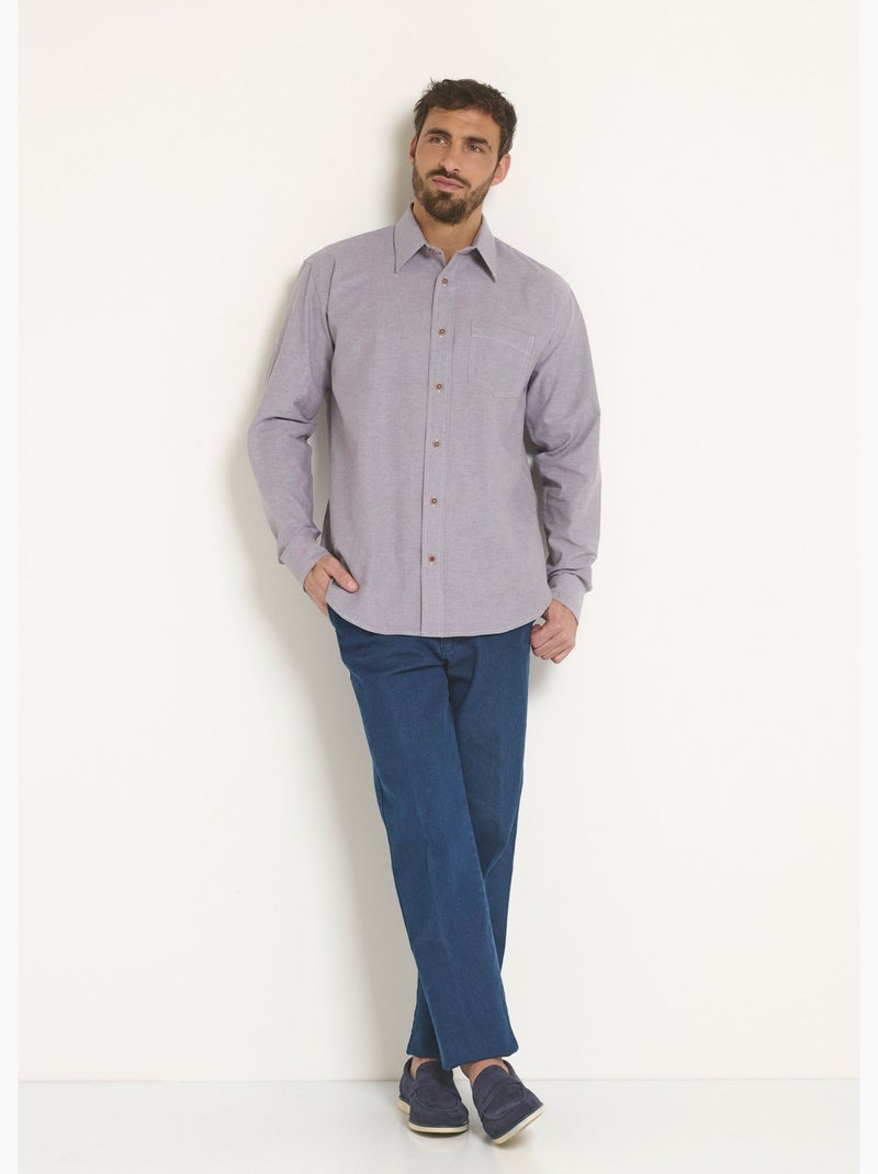 Camisa Oxford de algodón de manga larga - Afibel Gris - Kiabi