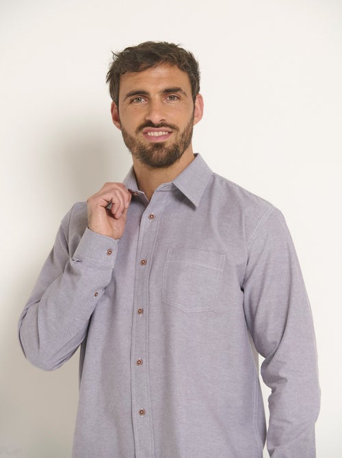 Camisa Oxford de algodón de manga larga - Afibel - Kiabi