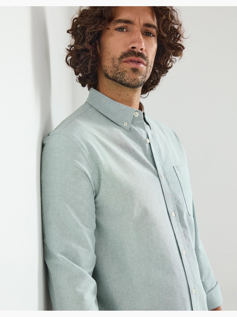 Camisa Oxford de manga larga, MO Fashion Verde - Kiabi