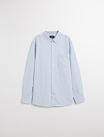 Camisa Oxford de manga larga y rayas para hombre, MO Fashion