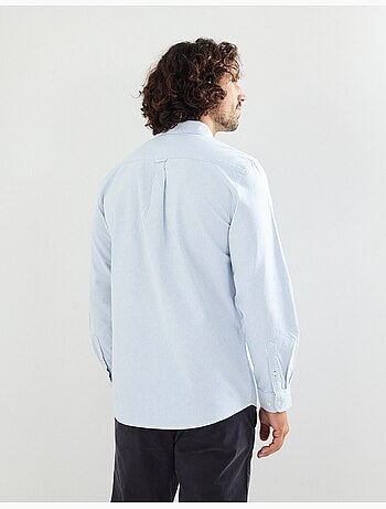 Camisa Oxford de manga larga y rayas para hombre, MO Fashion