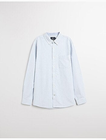 Camisa Oxford de manga larga y rayas para hombre, MO Fashion