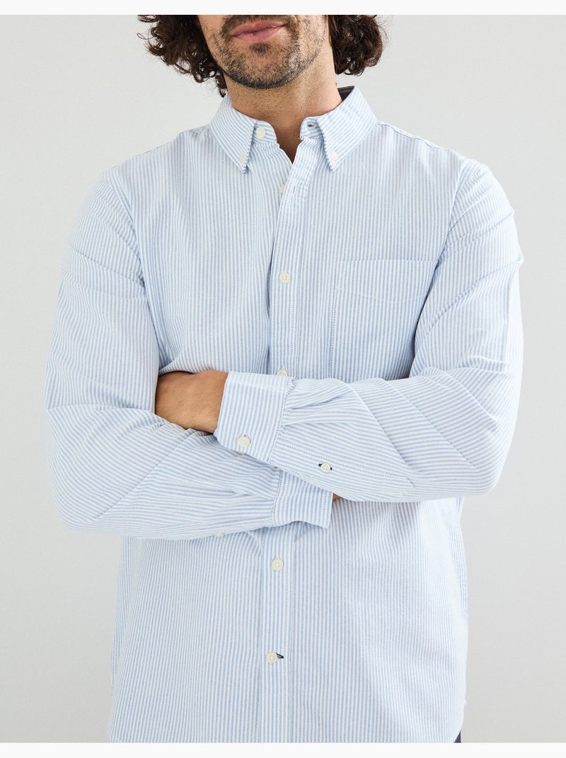 Camisa Oxford de manga larga y rayas para hombre, MO Fashion Azul - Kiabi