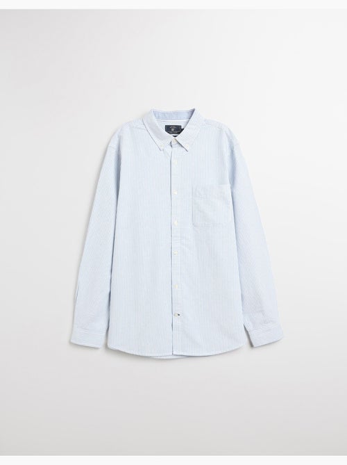 Camisa Oxford de manga larga y rayas para hombre, MO Fashion - Kiabi Camisa Oxford de manga larga y rayas para hombre, MO Fashion - Kiabi