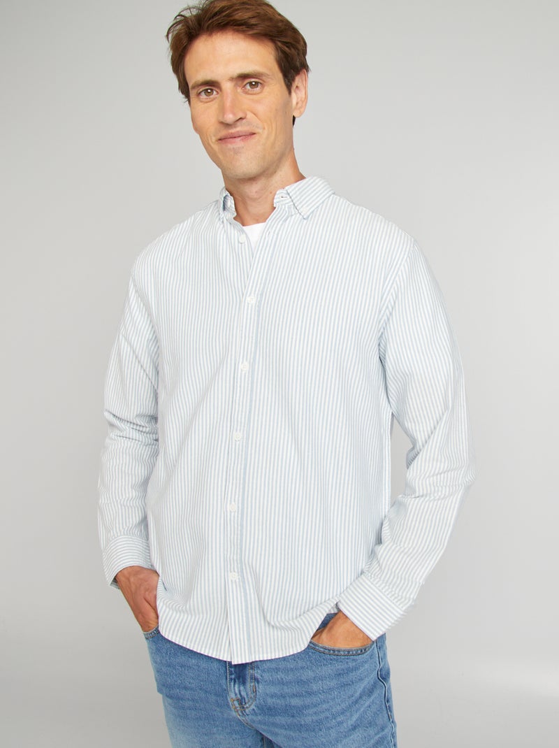 Camisa oxford de rayas AZUL - Kiabi