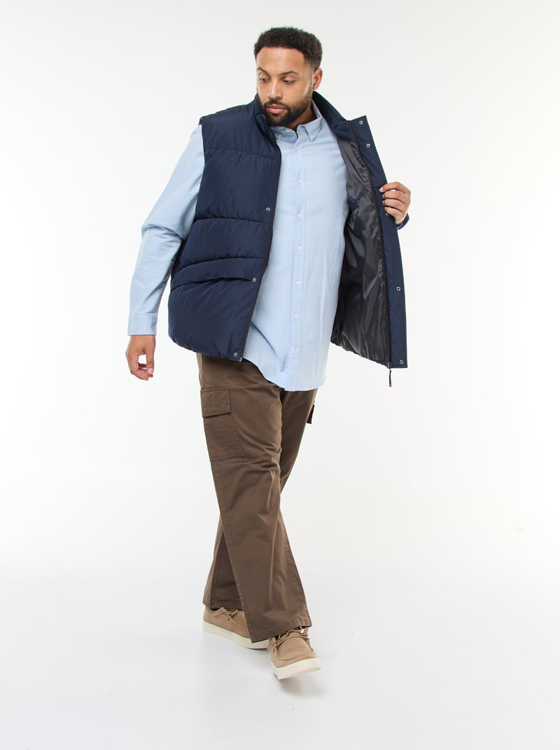 Camisa oxford recta lisa Azul - Kiabi