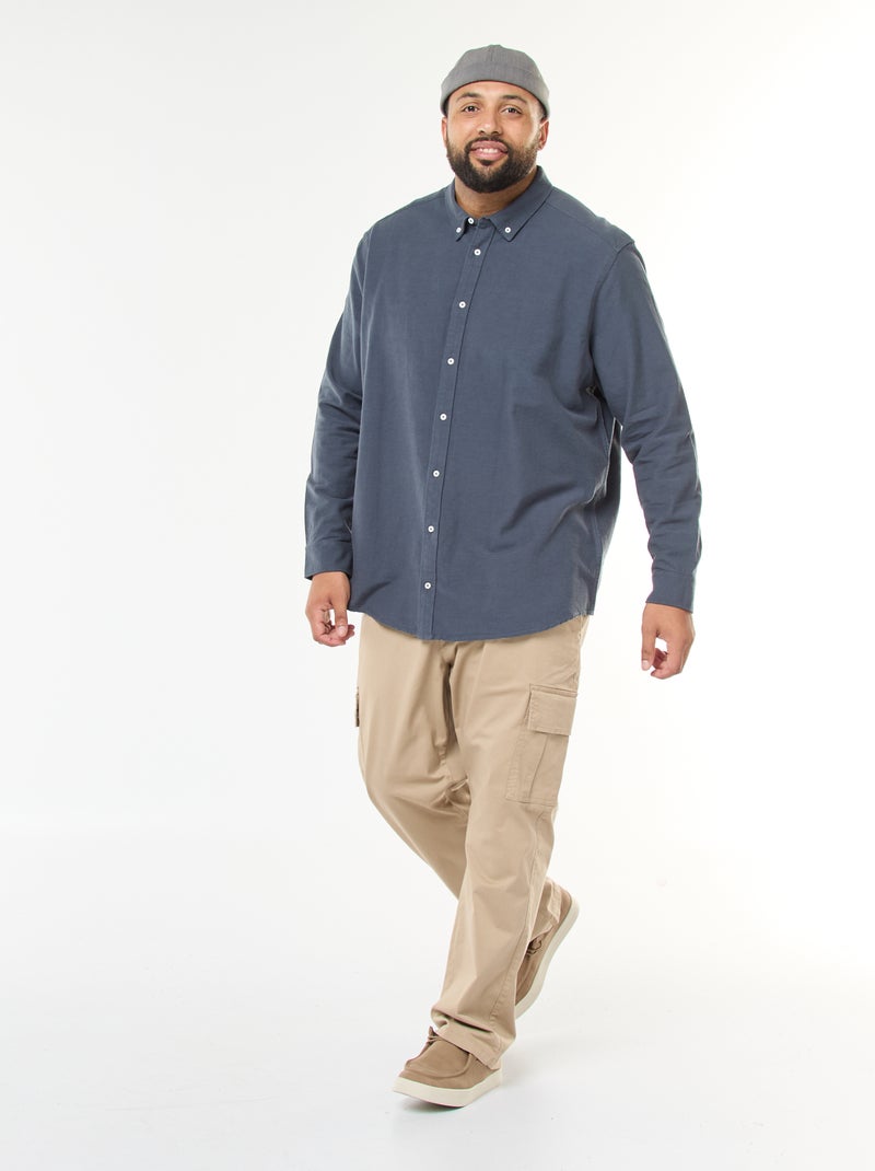 Camisa oxford recta lisa Azul - Kiabi