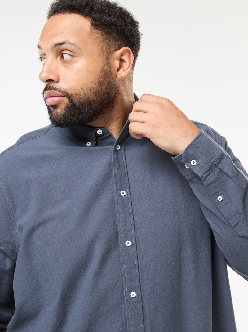 Camisa oxford recta lisa Azul - Kiabi