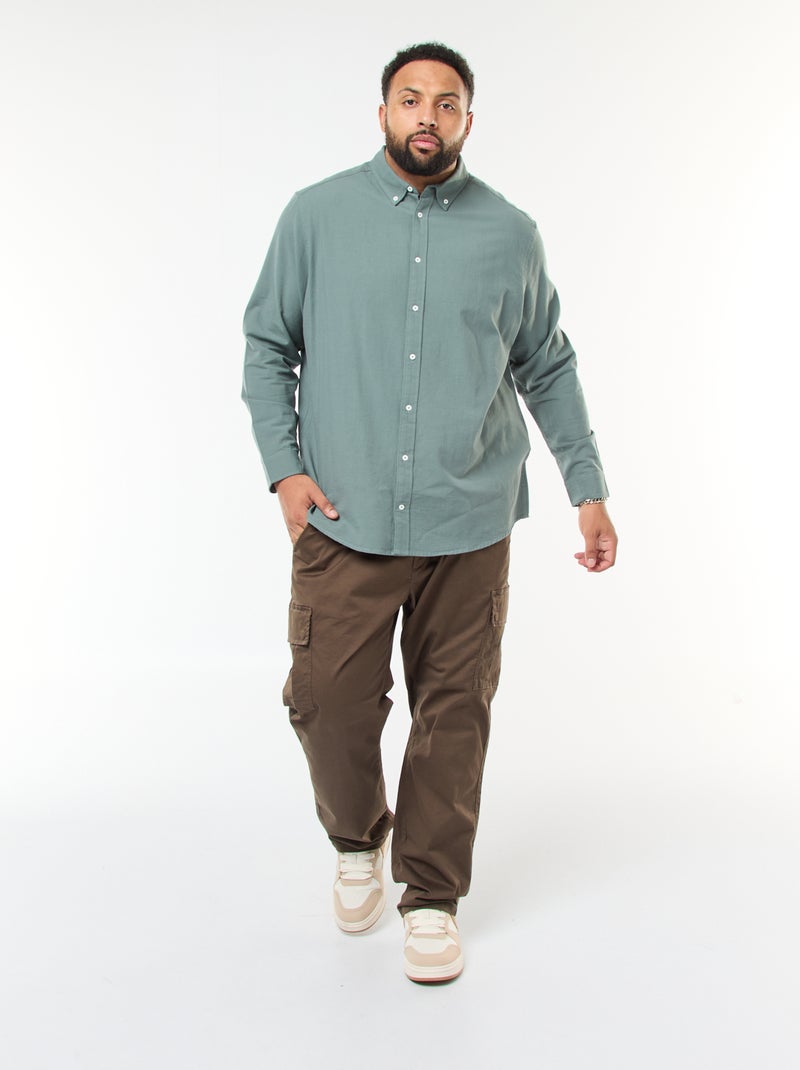 Camisa oxford recta lisa Verde - Kiabi