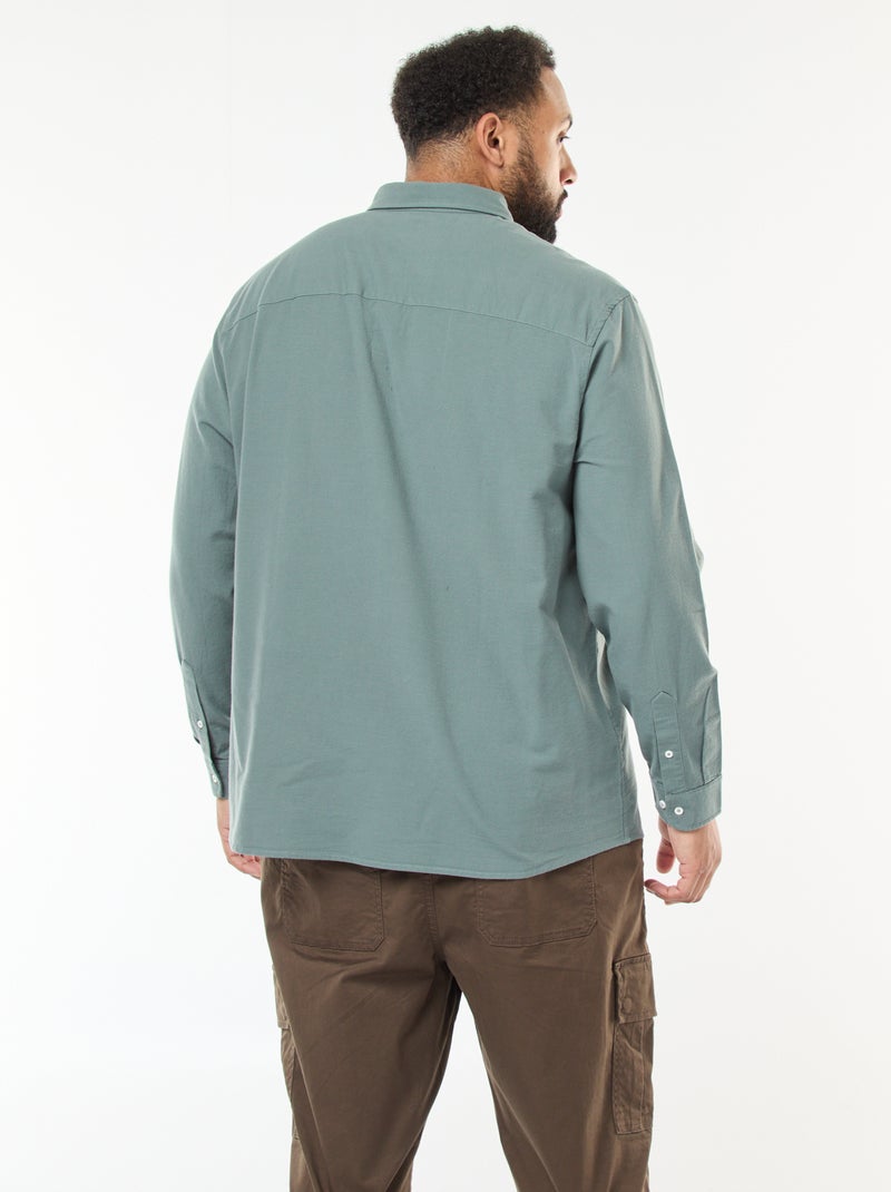 Camisa oxford recta lisa Verde - Kiabi