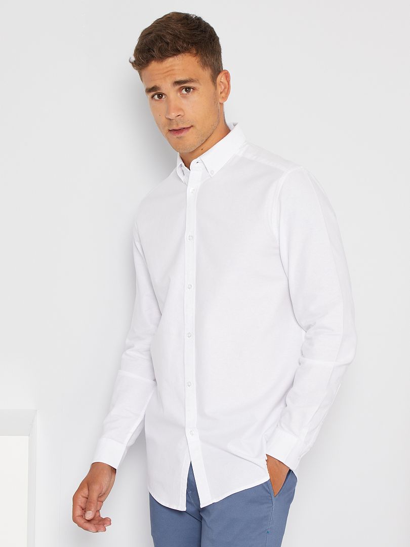 Camisa oxford regular Blanco - Kiabi