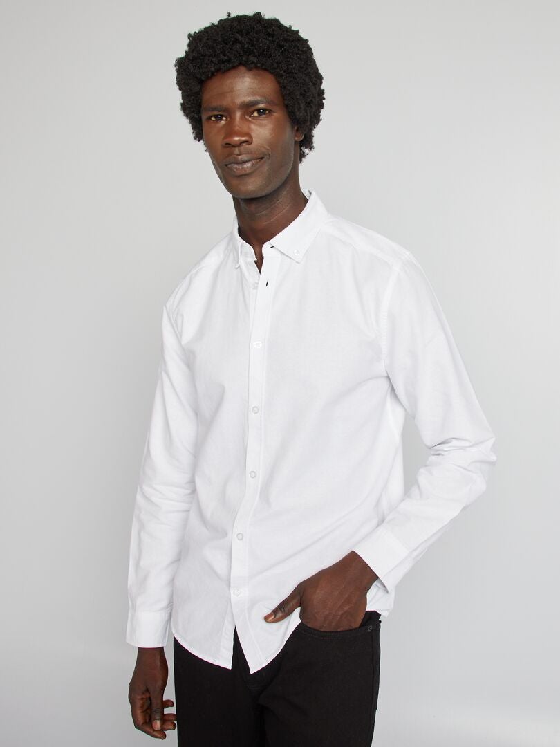 Camisa oxford regular fit blanco - Kiabi