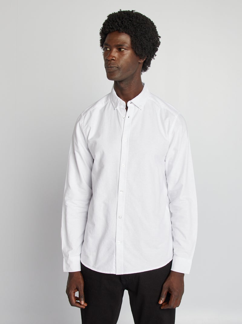 Camisa oxford regular fit blanco - Kiabi