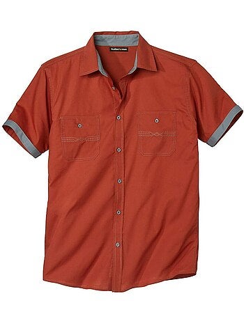Camisa piloto aventurero de popelín de algodón con manga corta